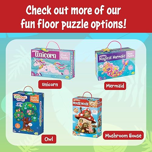 Miniatura 6 de Peaceable Kingdom Rompecabezas de piso de isla de dinosaurio, piezas gruesas y resistentes, incluye caja de almacenamiento con cable de transporte,