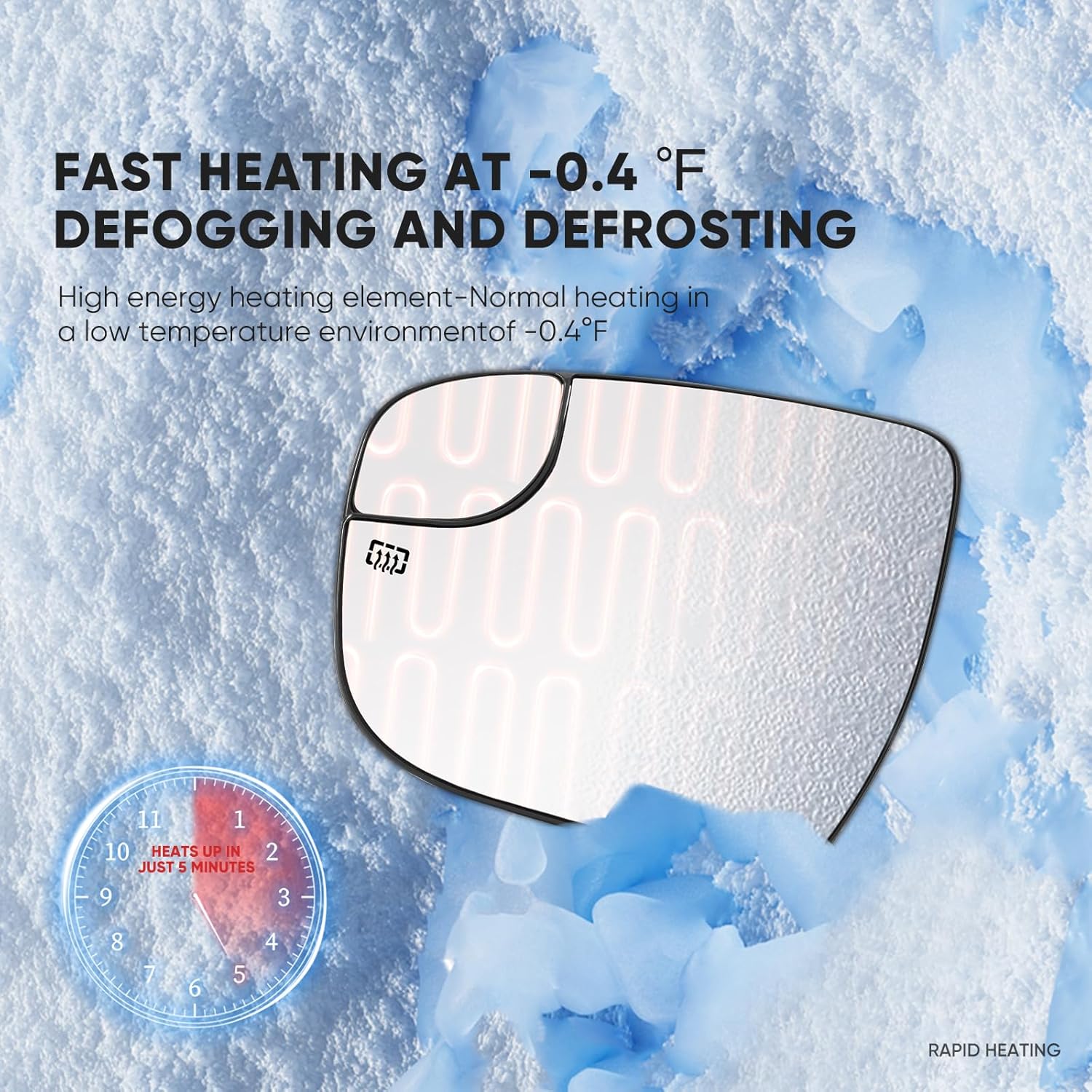 Driver Side Mirror Compatible with Nissan Rogue 2014-2019, Murano 2015-2023, Pathfinder 2017-2019, Left Convex Mirrors Glass, Power Heated