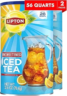 Lipton Iced Tea Mix, Unsweetened Lemon Flavor Black Iced Tea, Makes 28 Quarts (Pack of 2)