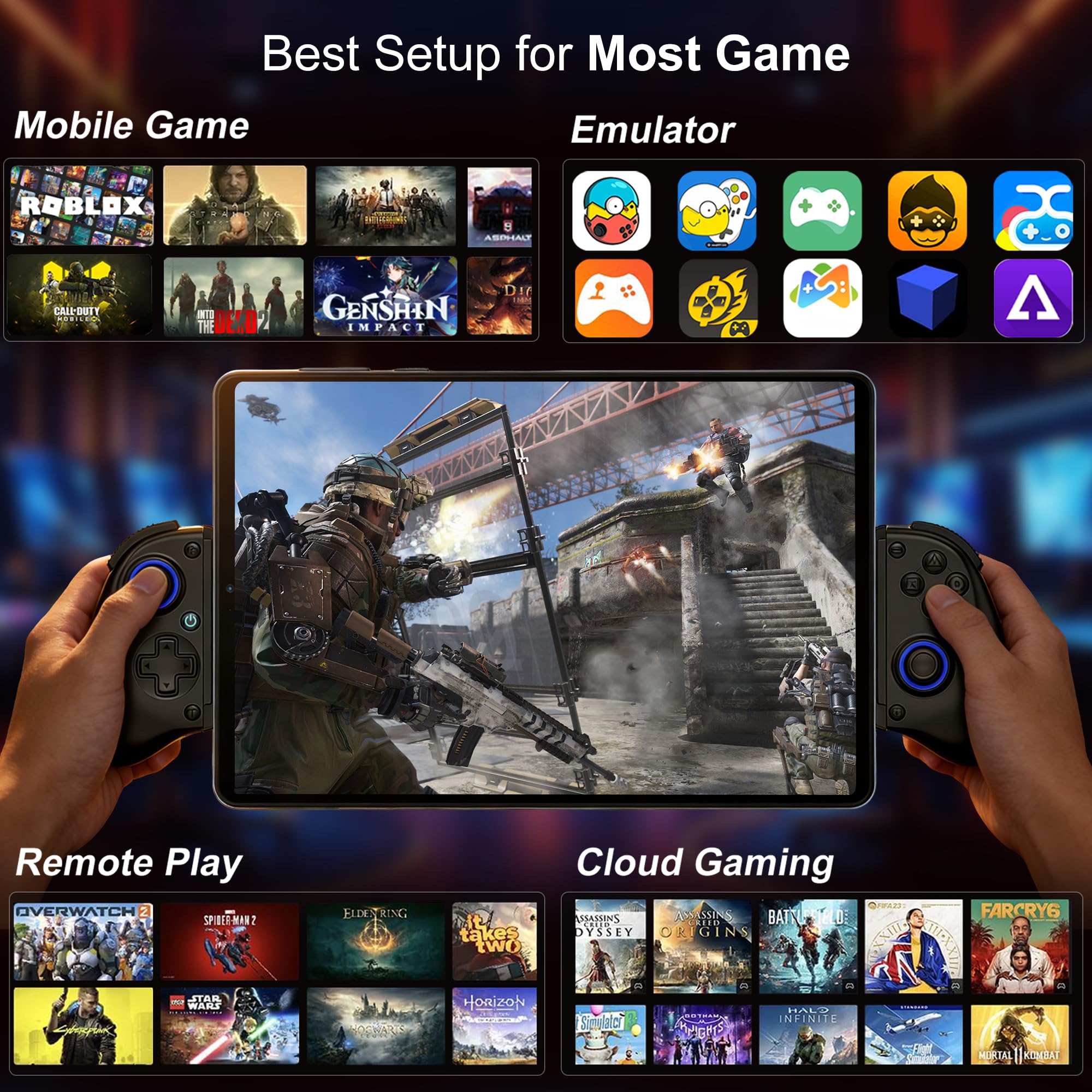Megadream Mobiler Gaming-Controller für iPhone/iPad/Android/Tablet, Kabelloser Android-Gamepad mit Hall-Trigger/Makro/Turbo, für Xbox/PS5/PS4/PC (Schwarz)