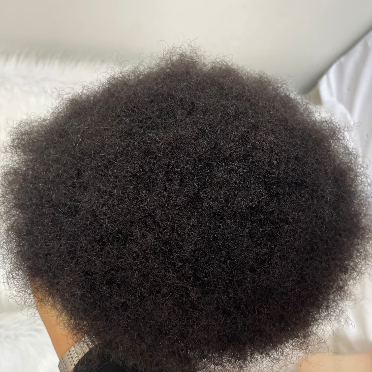 Afro Men Toupee for Black Man Curly African Toupee Human Hair Piece Lace Front With PU back #1 Jet Black Color