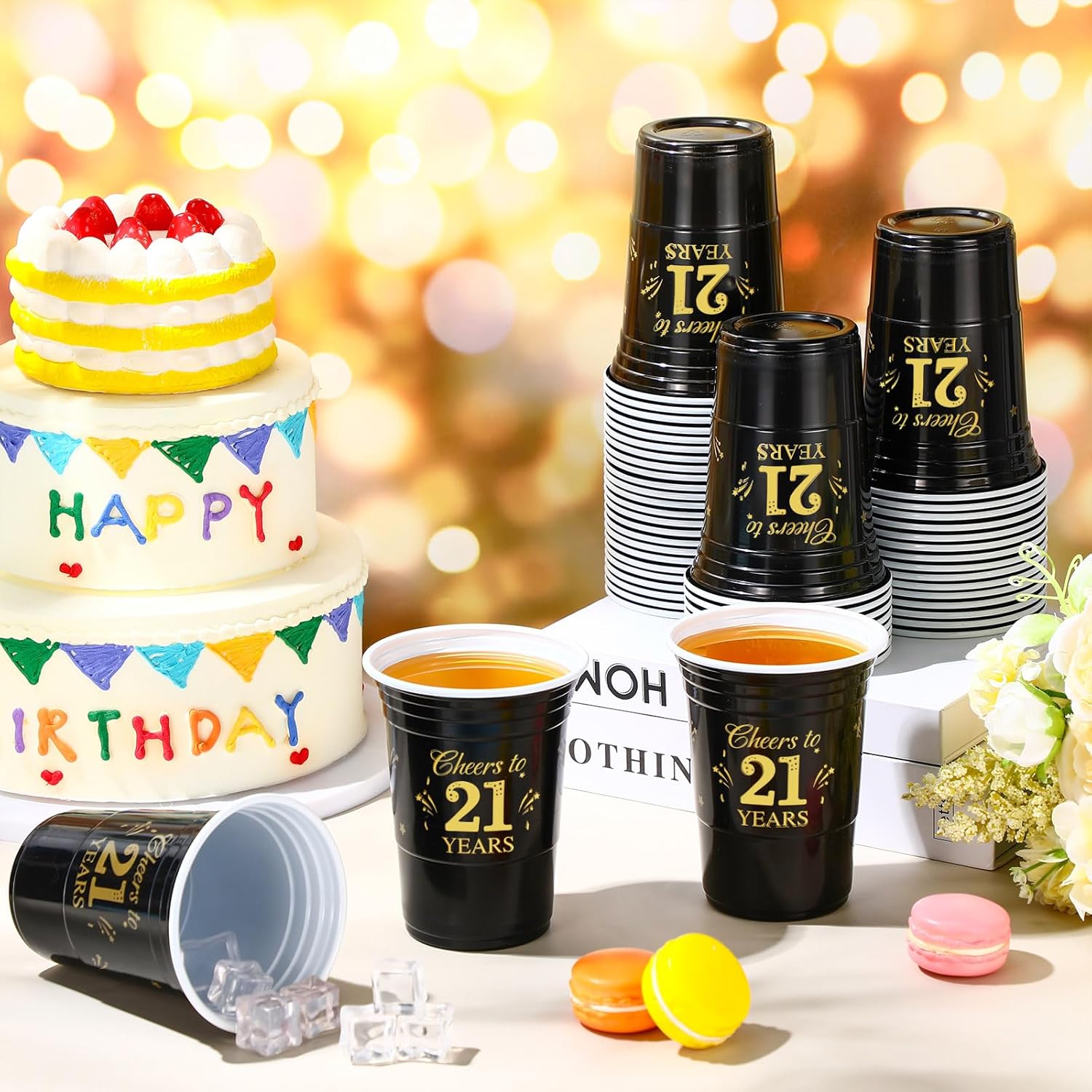 50 Pack 21st Birthday Decorations Birthday Cups 16 oz Disposable Plastic Gold and Black Cheers to 21 Years Cups for Men Women Hot Cold Drinks for Wedding Anniversary Supplies - Image 6