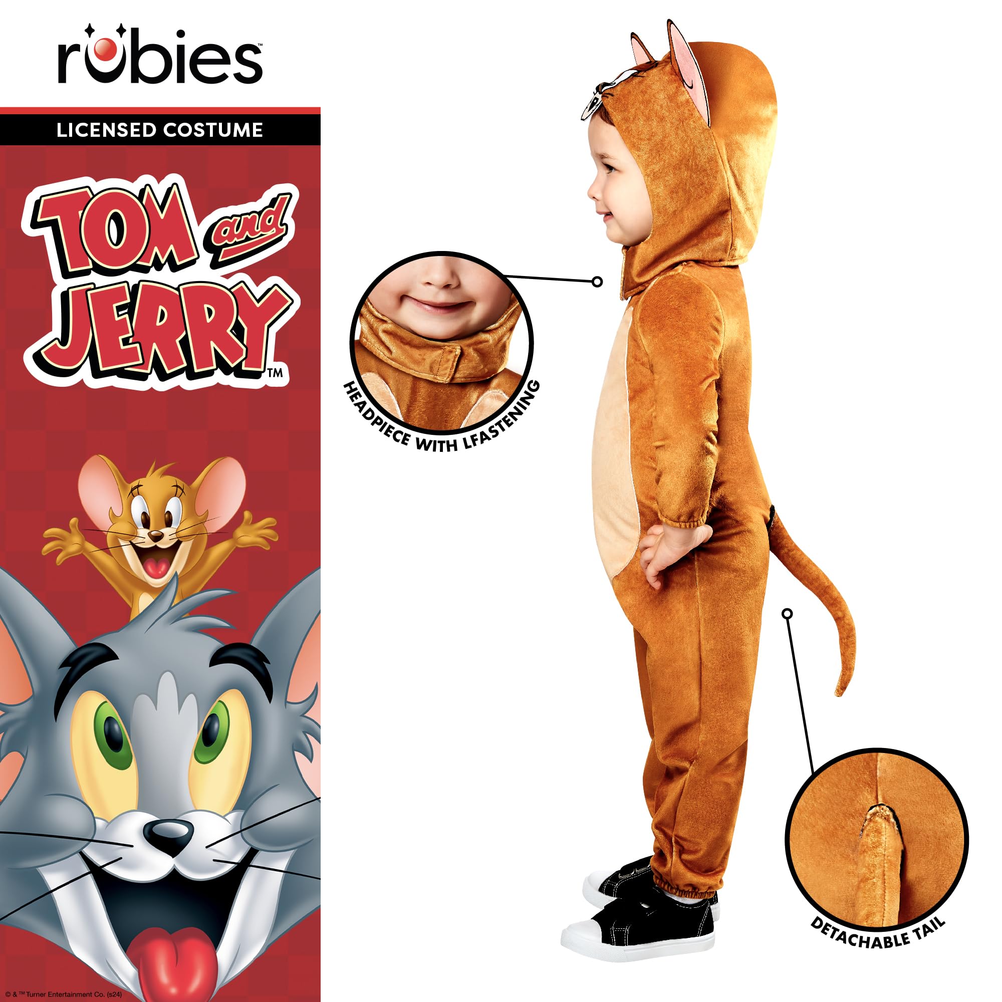 Rubies 10009314T000 Jerry Toddler Costume Tom Kids Fancy Dress, Boys, Girls, Brown, 3-4 Years Halloween - Image 3