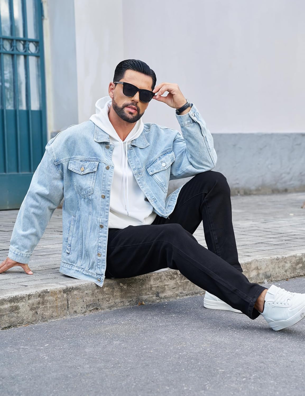 Cotrasen Men's Jeans Regular Fit Stretch Denim Pants Straight Classic Casual Pants - Image 6