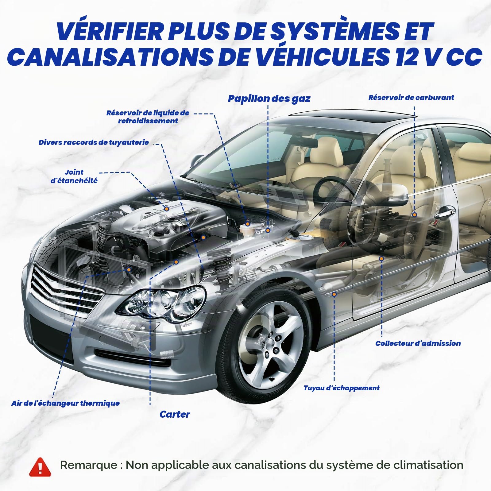 MR CARTOOL T80 EVAP Machine à Fumée Automotive avec Pompe à Air, Automobile Détecteur de Fuite de Fumée de Carburant, DC 12V Testeur de Fuite de Tuyau Automobile sous Vide Test pour 12V Véhicules