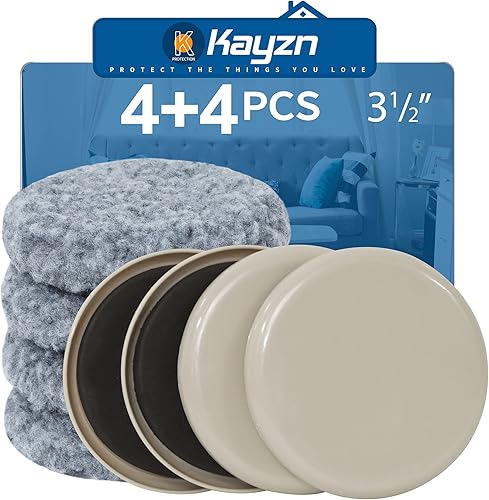 Deslizadores de muebles, deslizadores de muebles multisuperficie para alfombras y suelos de madera dura, paquete de 4 almohadillas móviles de 3 12