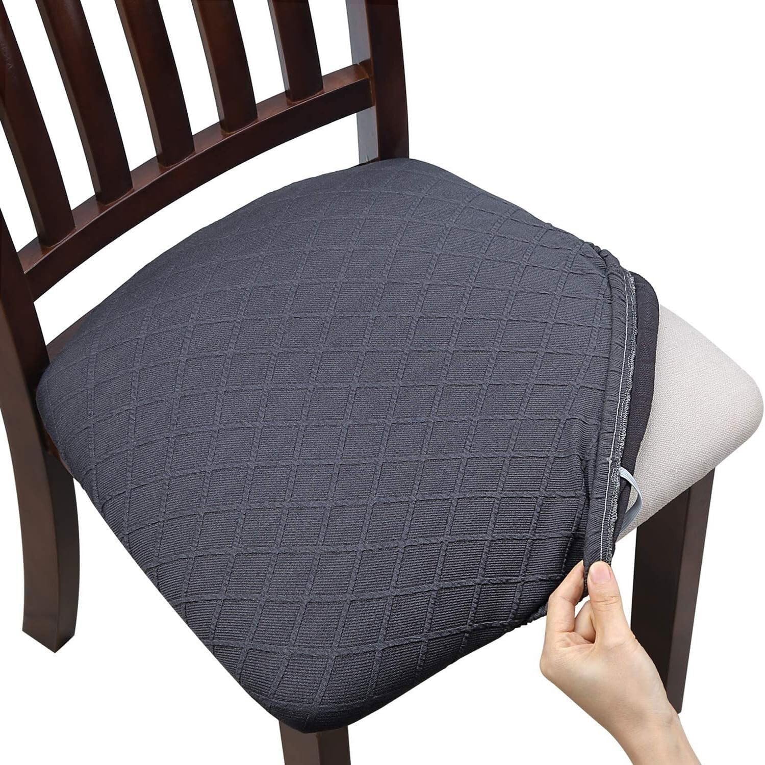 PBTMCD Waterproof Stretch Dining Chair Covers, Anti-Cat Scratch Elastic Slipcovers, For Home, Restaurant, Party(Dark Gray,4pc)