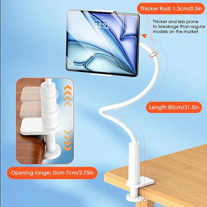 Soporte de Cuello de Ganso para Tablet, Brazo Largo Flexible con Pinza miniatura 3
