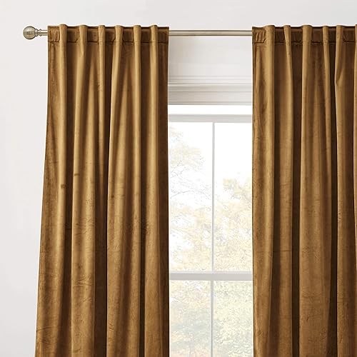 Miniatura 80 de RYB HOME - Cortinas de terciopelo beige, cortinas decorativas resistentes con pestaña trasera, cubierta de privacidad para oscurecer habitación