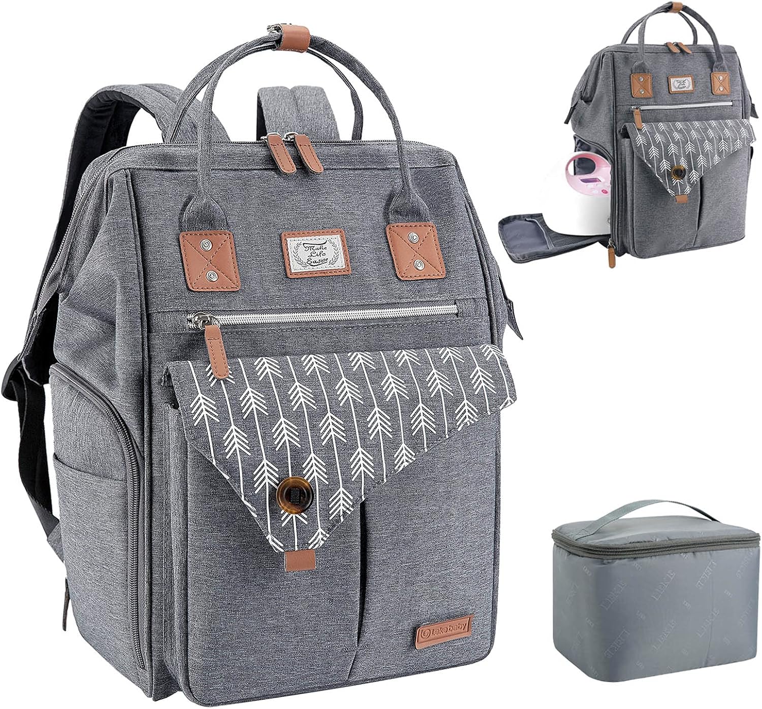 Lekebaby Breast Pump Bag Backpack, Large Breast Pump