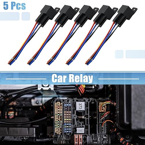 Miniatura 9 de uxcell JD-1914 5 Pin DC 12V 40A Universal Vehículo Vehículo Motor Fusible Relé Interruptor Poder con Arnés