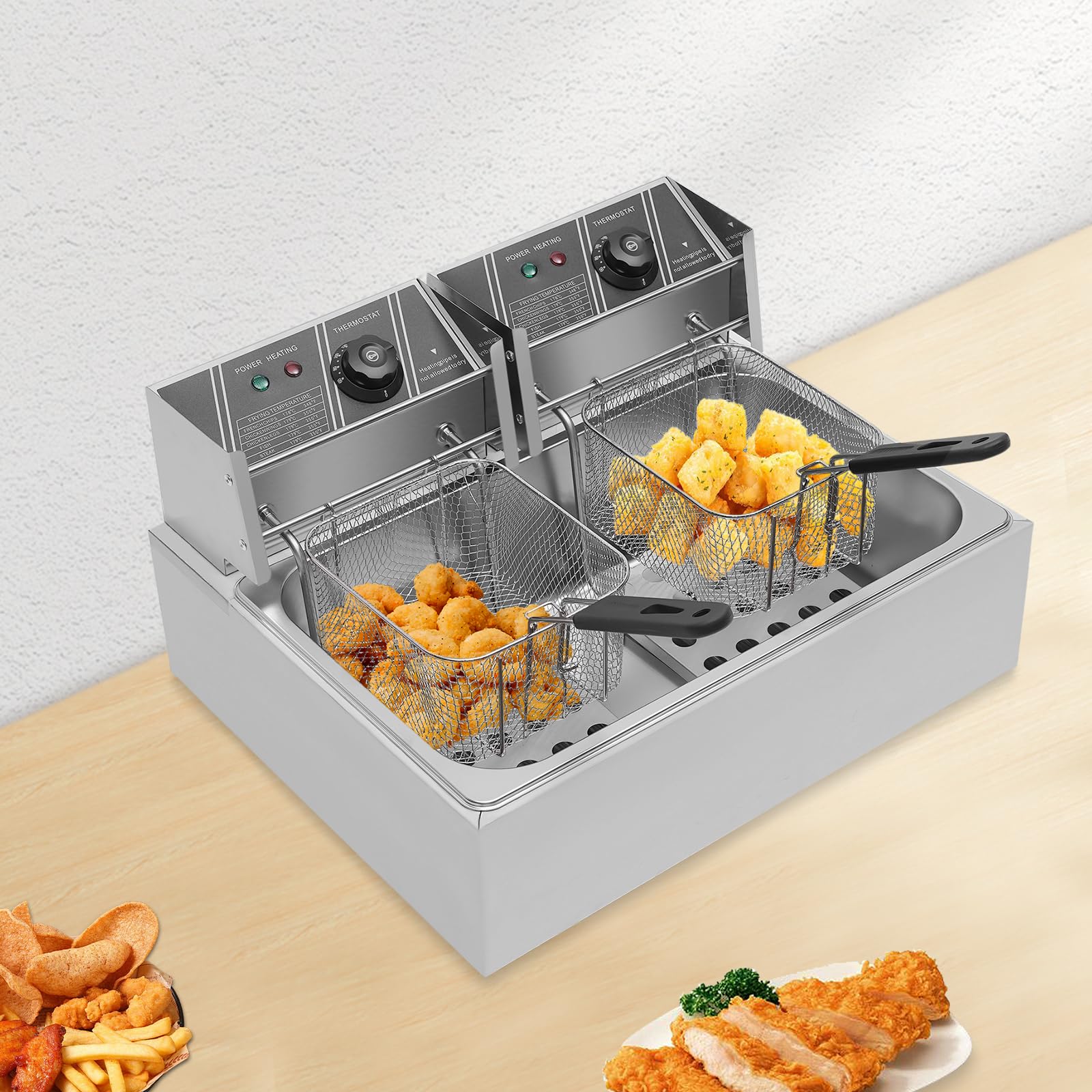 Friggitrice elettrica professionale 12l, friggitrice olio con timer