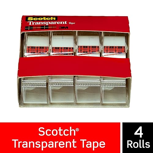 Miniatura 3 de Scotch Cinta transparente, 4 rollos dispensados, versátil, acabado transparente y cinta de embalaje resistente, 1.88 pulgadas x 22.2 yardas,