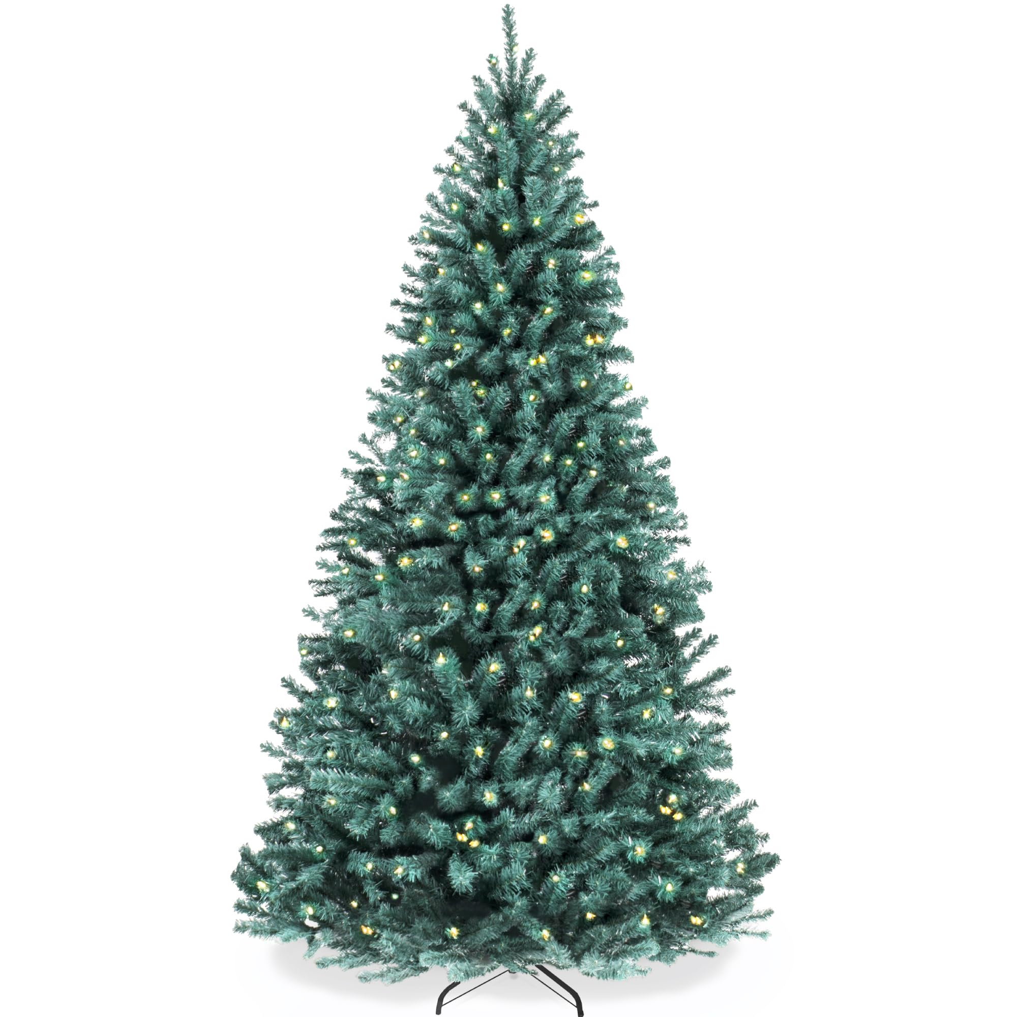 Best Choice Products 4.5ft Pre-Lit Blue Spruce Christmas Tree, Artificial Full Hinged Decor, Holiday Decoration w/ 100 Warm White Incandescent Lights, 436 Tips, Foldable Metal Base