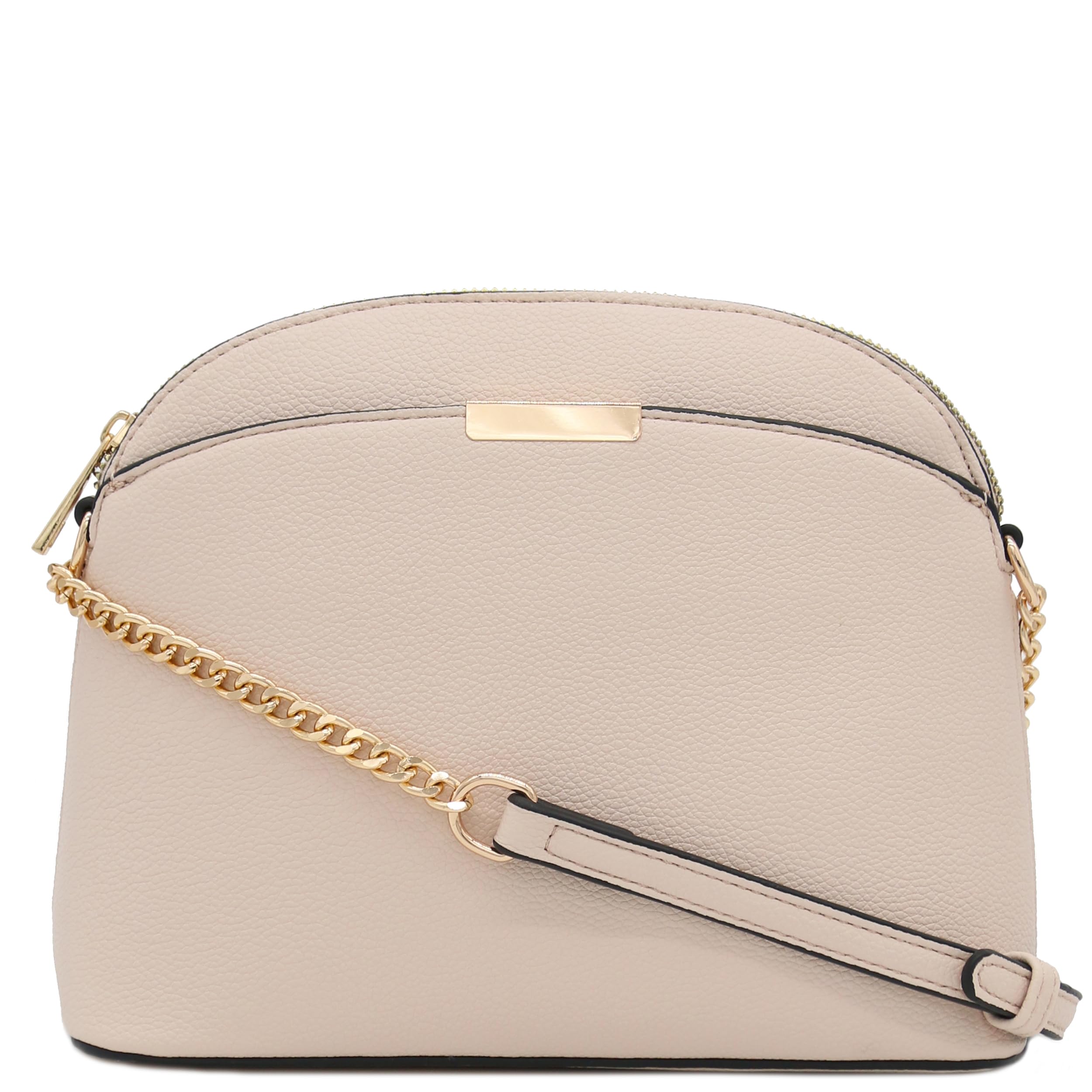 FashionPuzzle Faux Leather Small Dome Crossbody Bag with Chain Strap