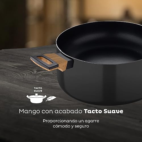 Miniatura 6 de BERGNER Earth - Cacerolas de cocina (9 piezas, 20, 24 y 11.0 in, con tapa de cristal y juego de 3 accesorios de madera, aluminio prensado,