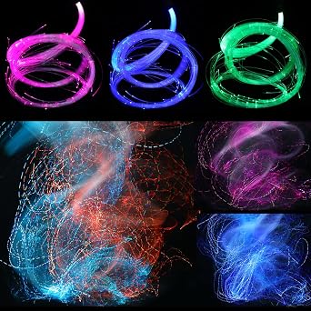 LED Fiber Optic Whip Dance Space Whip Light 10 Colors and 40 Effect Modes for Dancing, Parties, Light Shows, Rave EDM Music Festivals Stage Carnival Average
