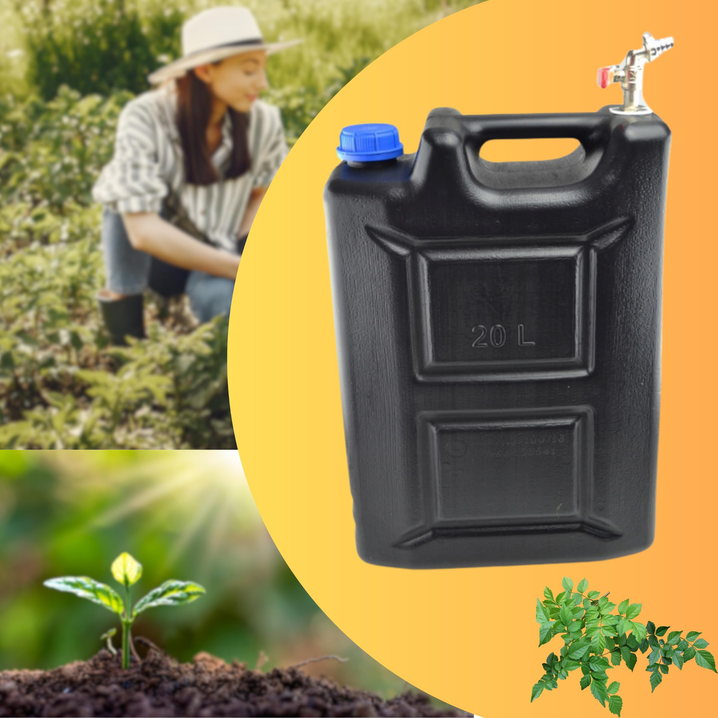 Bidon à eau 20 l en plastique noir, réservoir d'eau avec robinet pour camping, bidon d'eau potable, réservoir d'eau en plastique pour la maison, le jardin, la voiture, camping, fermeture étanche