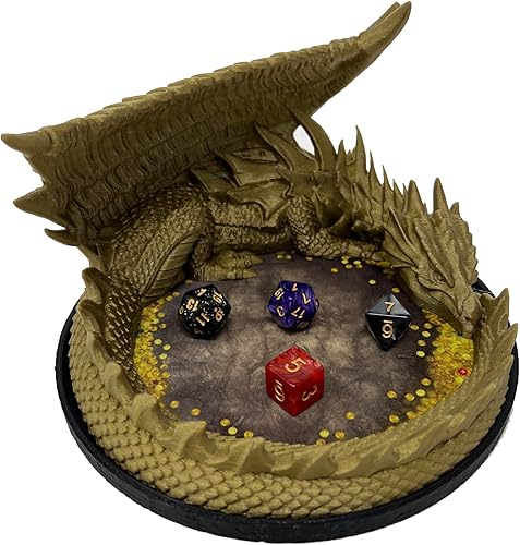 MunnyGrubbers - Bandeja de dados de Dragon's Hoard - (7 dados D20 al azar incluidos) - Cárcel de dados - Soporte para dados - Alfombrilla de