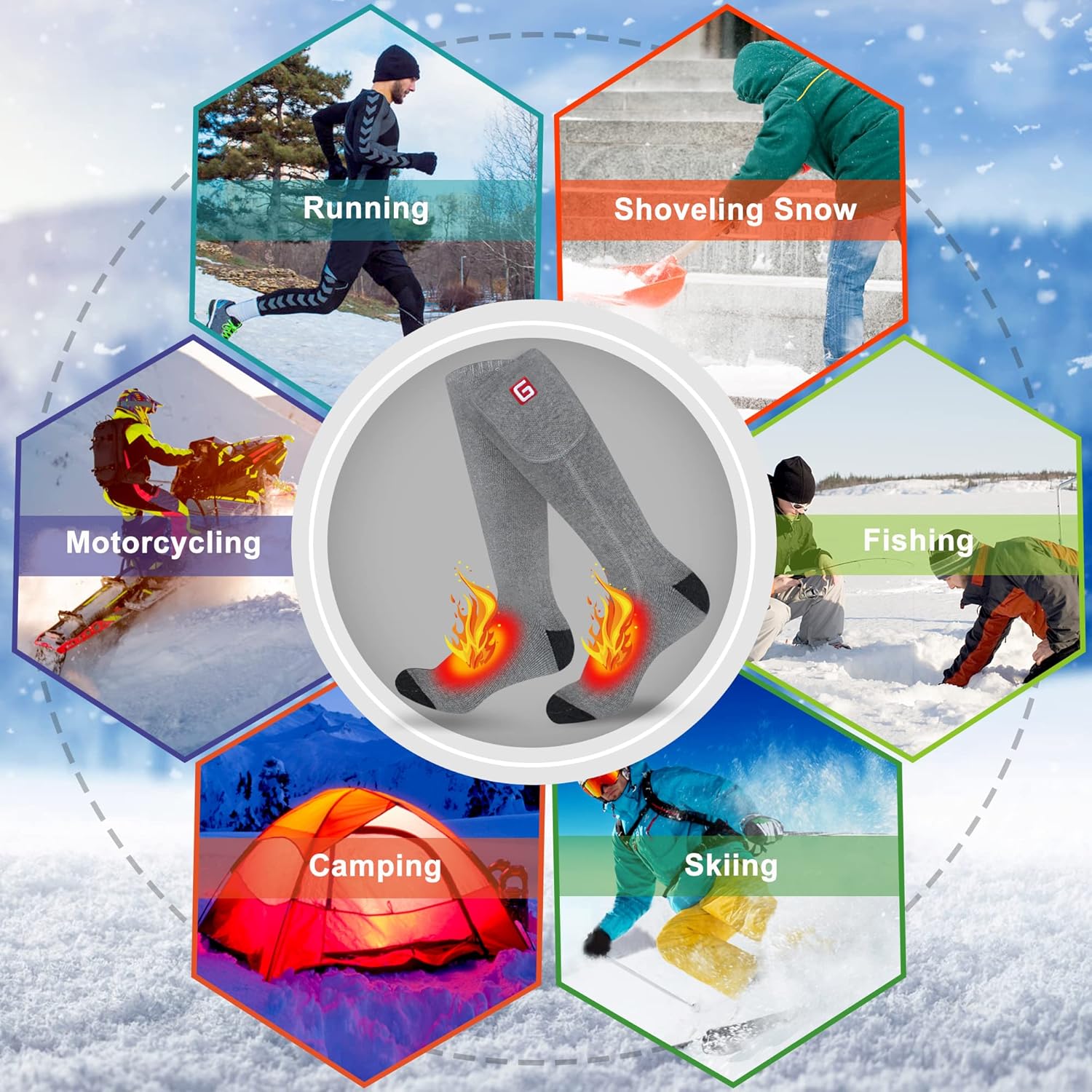 Heated Socks for Men Women, Rechargeable Electric Battery Heating Socks Winter Washable Thermal Socks Foot Warmers for Hunting Skiing Camping Motorcycling Riding Outdoors