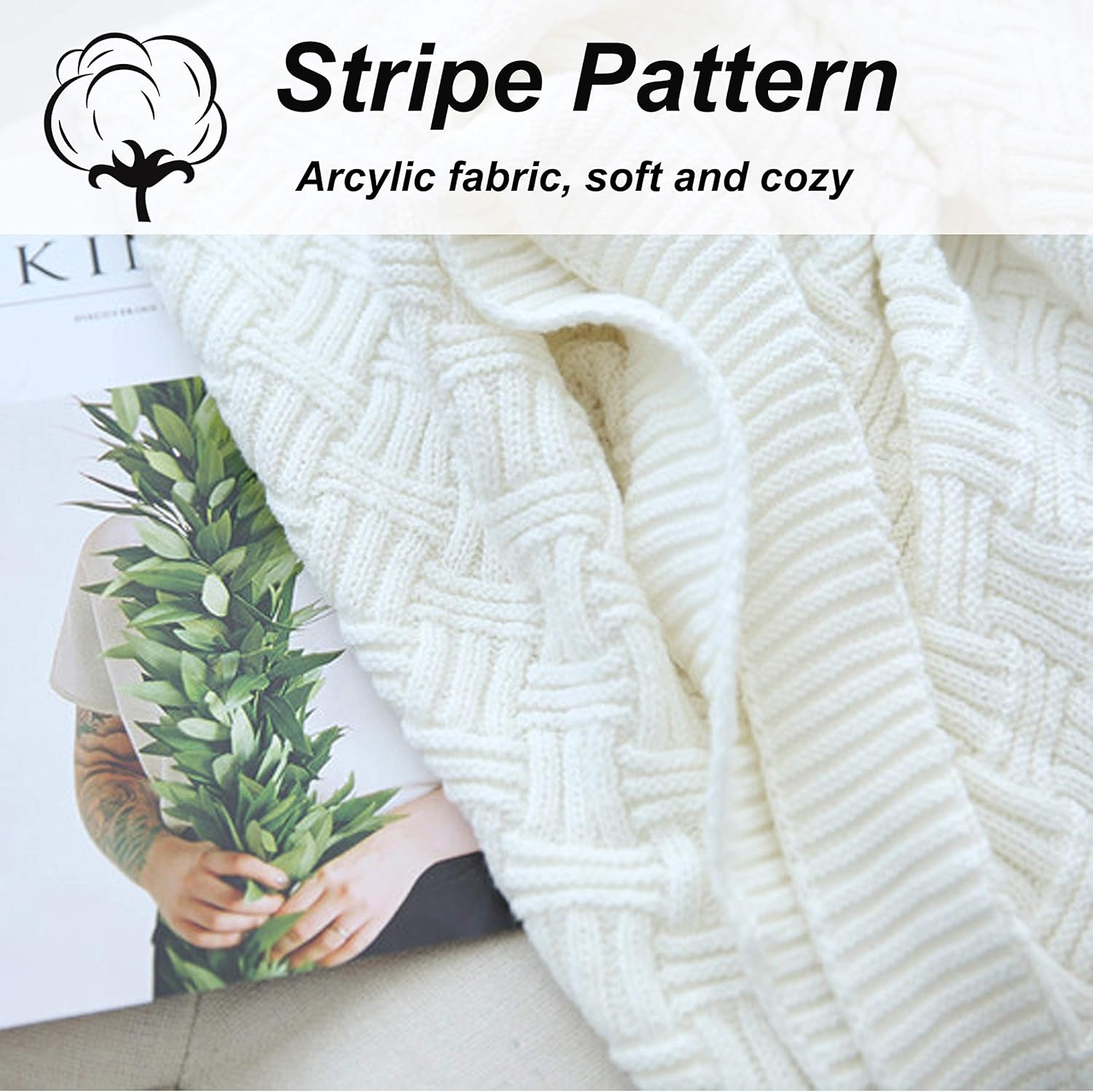 Cable Knit Throw Blanket for Couch Sofa Car Home Decor 51 x 70in