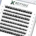 Lash Clusters,96 Pcs Cluster Lashes D Curl 10mm DIY Lash Extensions Eyelash Clusters,KEYYOU Volume Wispy Individual Lashes Soft&Comfortable Easy DIY at Home(Y07,D-10mm)