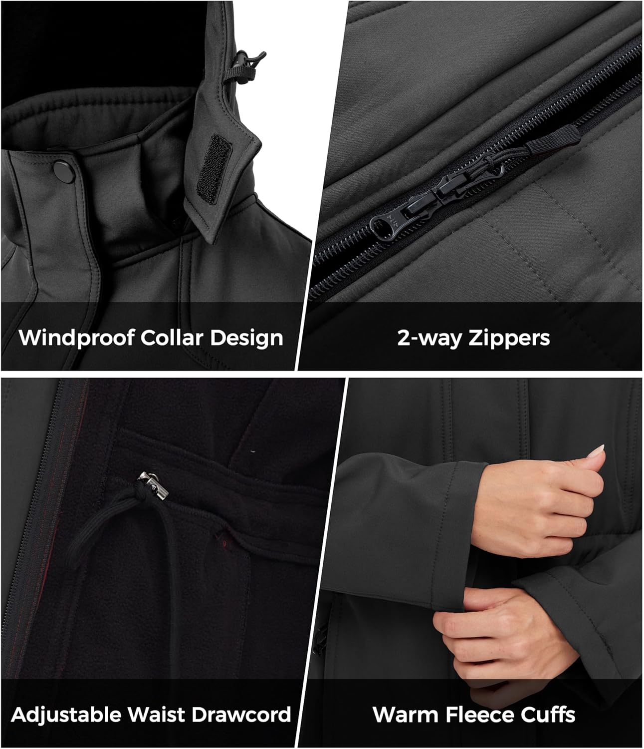 wantdo Women's Softshell Jacket Hooded Fleece Lined Waterproof Coat Warm Lightweight Insulated Windbreaker for Outdoor Hiking - Image 6