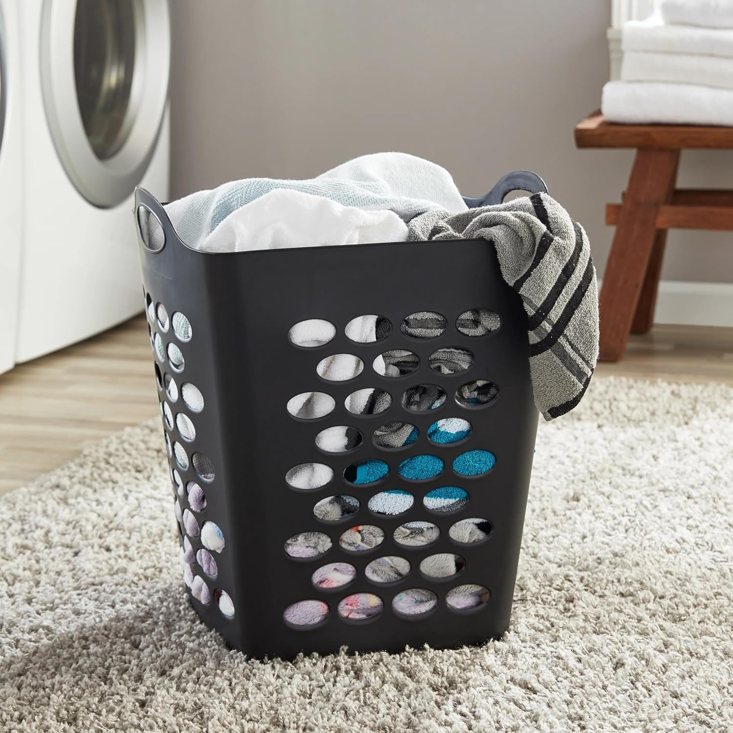(Similar)Flex Square Laundry Hamper, Black