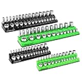 4-Piece Magnetic Socket Organizer Set, Metric & SAE Socket Holder Set Includes 1/4