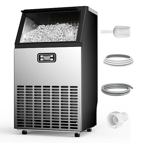 Feelfunn Commercial Ice Maker Machine - 100LBS/24H, 33lbs Storage Capacity,