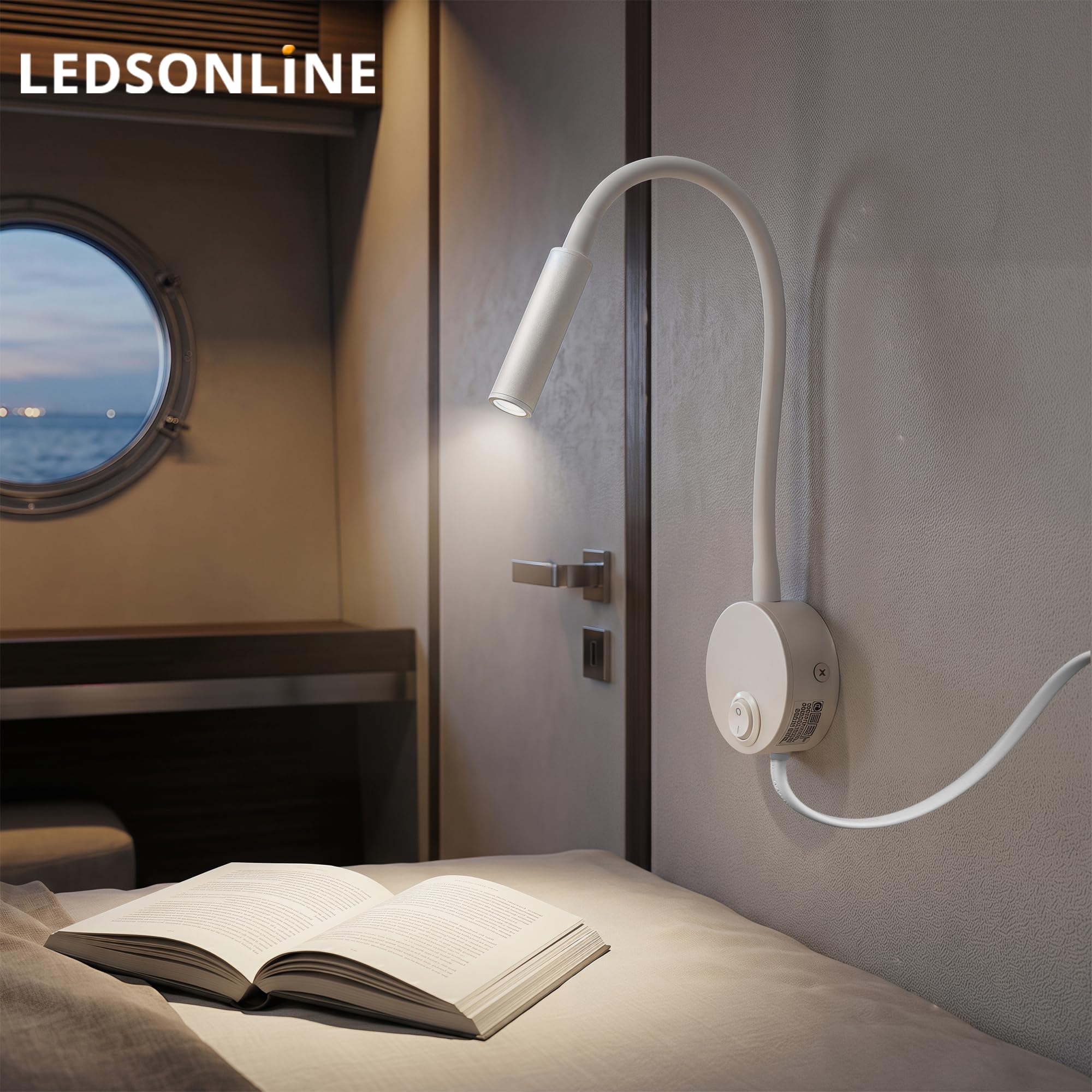 2 Pack Wandlampe Leselicht Stecker Kabel Einfache Installation für Bett AC85-265V Verfügbar (Weiß, 2pcs Warmweiß 3000K)