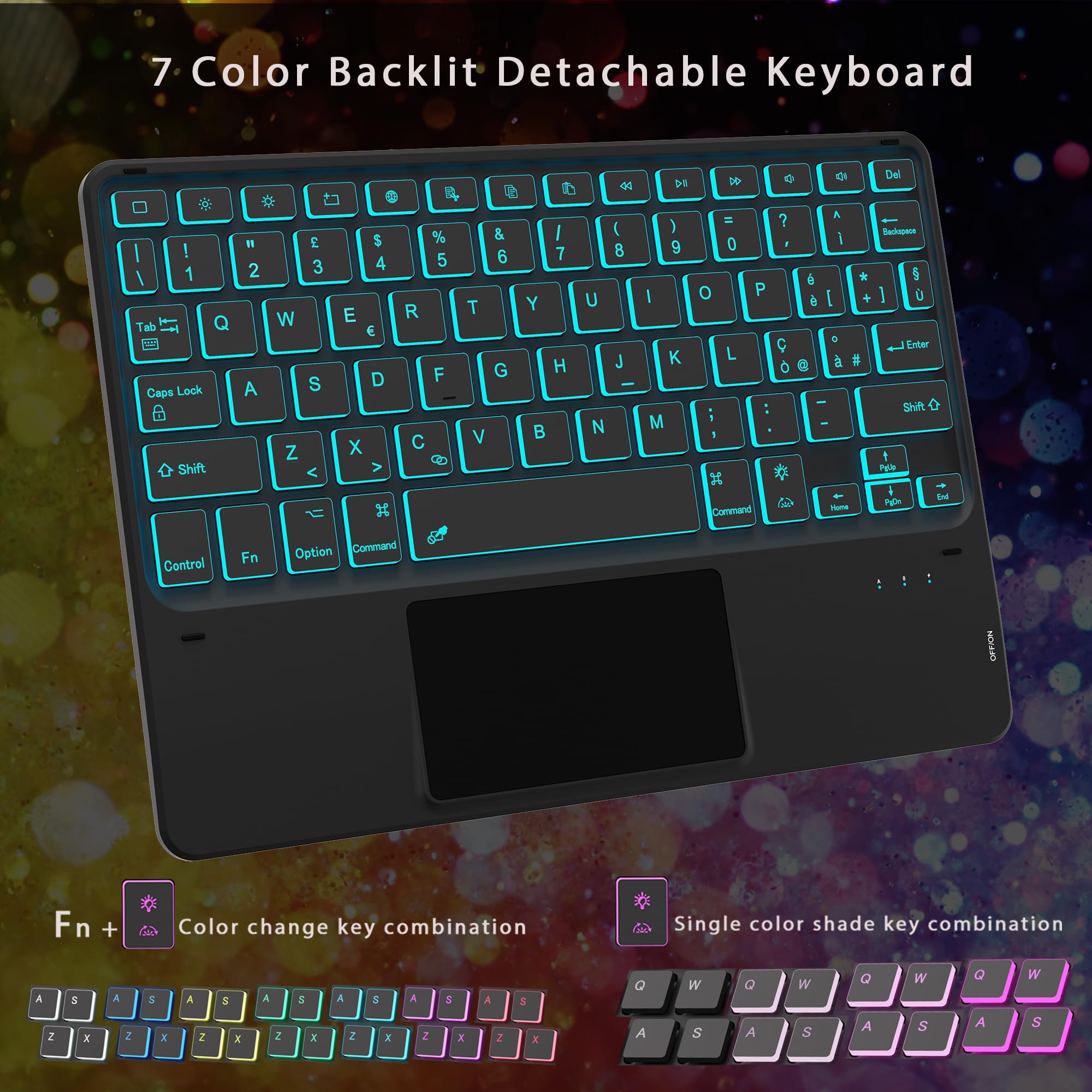 Tastiera per iPad 10 Generazione 10.9'' 2022, Cover con Tastiera per iPad 11 Pollici (A16, 2025) : Italiano QWERTY con 7 Colori Illuminato & Touchpad intelligente, Senza fili Staccabile Custodia
