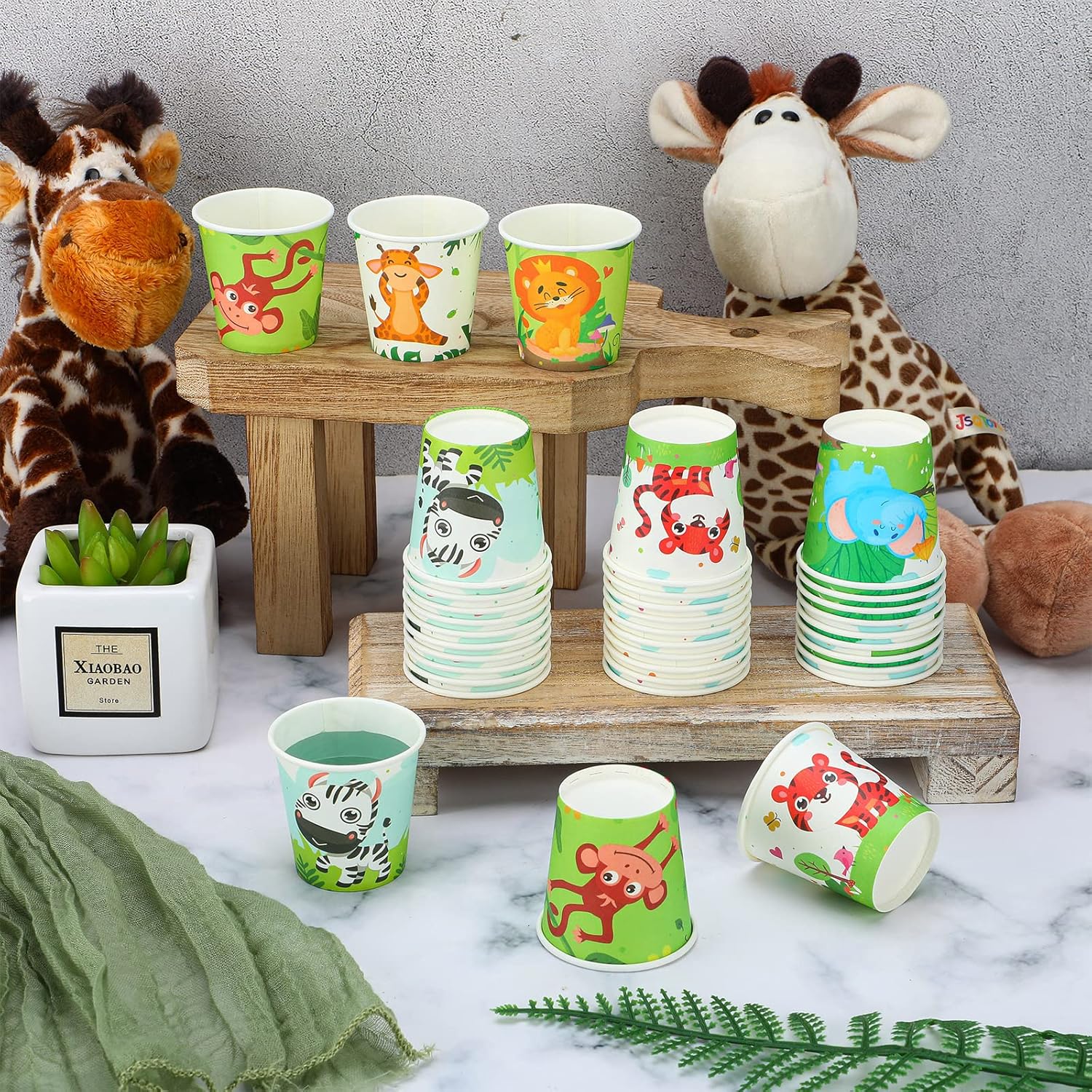 Skyley 600 Pack 3 oz Bathroom Paper Cups for Kids Disposable Mini Animal Mouthwash Cup Small Cold Beverage Drinking Container for Home Office Birthday Party Water Coolers(Animals Style)