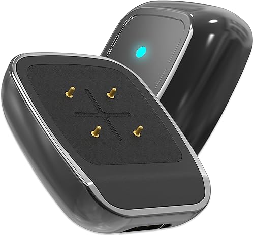 Acessorz Paquete de 2 Cargador adaptador de carga compatible con Fitbit Sense y Versa 3 4, USB tipo C, adaptador de carga rápida, base para reloj