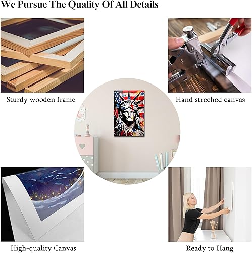 Miniatura 5 de ANRUOXI Arte de pared de graffiti de la Estatua de la Libertad, impresión digital en lienzo de la ciudad de Nueva York, pintura de póster de