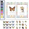 CraftyManor 2Pcs Watercolor Workbook Creative Water Color Paint Book Set with Paints & Brush, 12 Patterns of Original DIY Designs, Beginner-Friendly Adult Coloring Books (Butterfly & Succulent)
