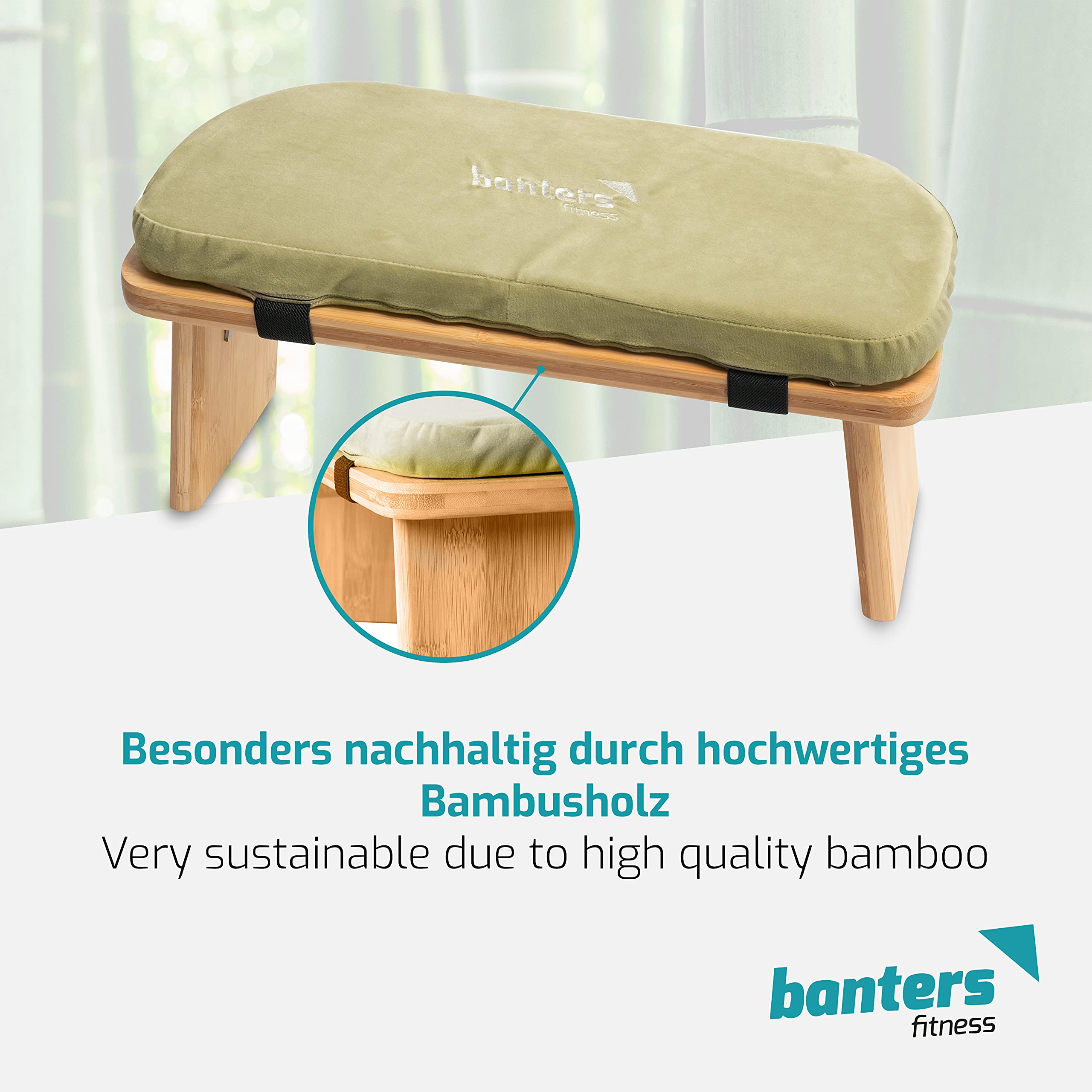 banters Meditationsbank aus Bambus, klappbarer Meditationshocker mit Kissen