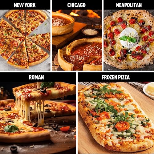 Miniatura 9 de Horno de pizza multicombustible para exteriores, horno portátil de madera y gas de 12 pulgadas con termómetro, manguera de gas y piedra para pizza,