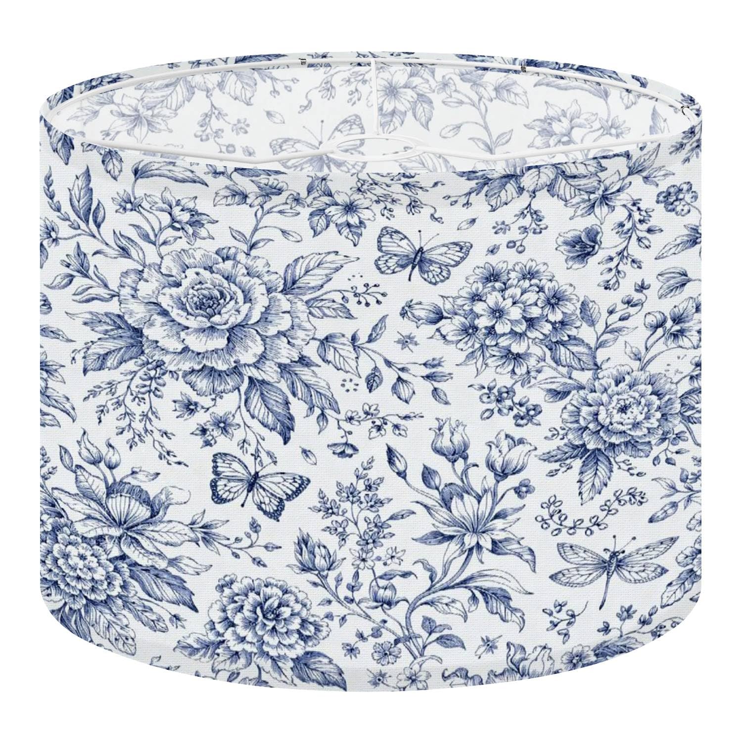 Peony Yellow Floral Drum Lamp Shade – 11x8.9 Inch Linen Replacement For Floor & Table Lamps