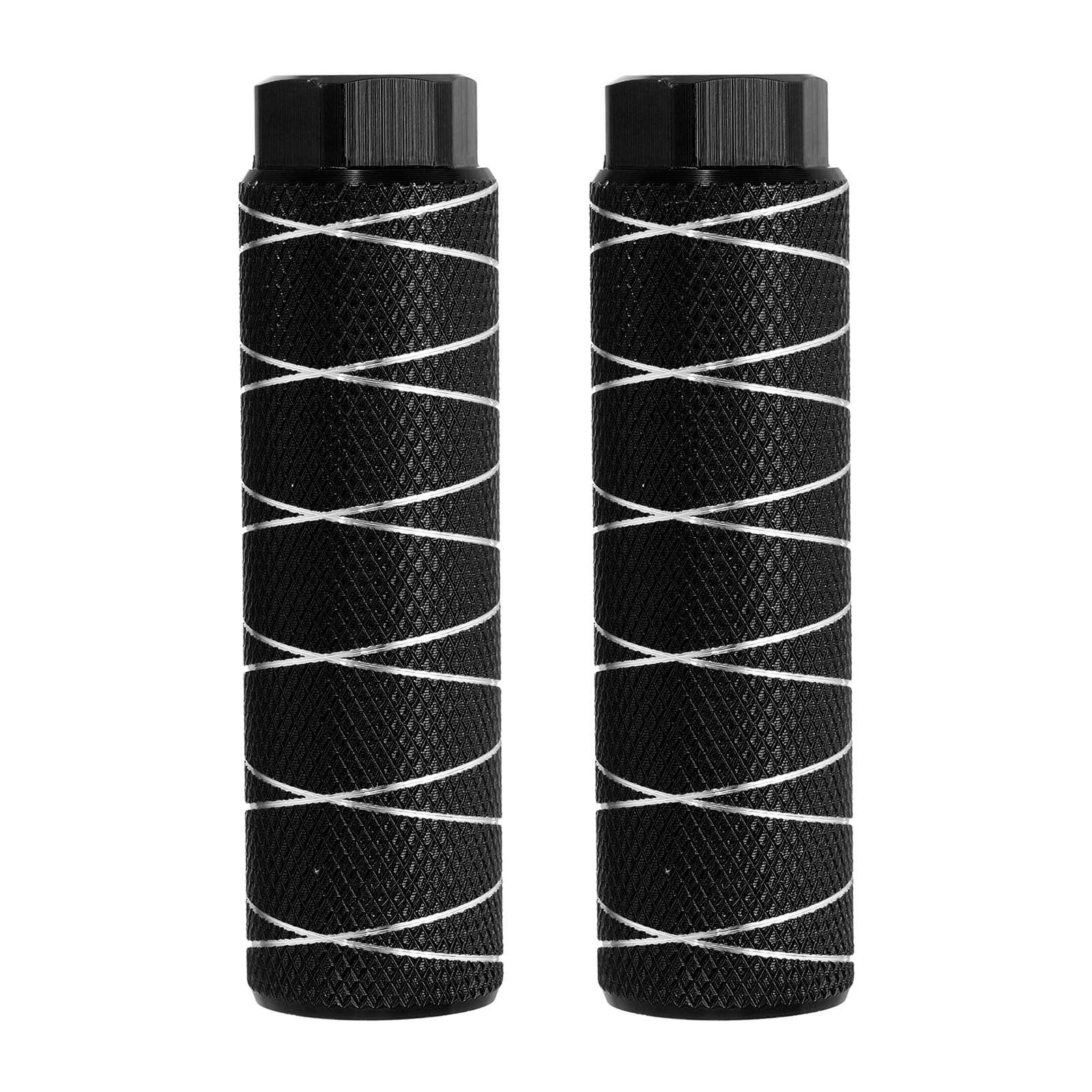 PATIKIL Bike Pegs Fit 3/8 Inch Axles, 2 Pack Aluminum Alloy Anti-Skid Lead Foot Bicycle Peg Back Seat Stands with Thin Line for BMX Mountain Dirt Bike Cycling Rear Stunt Pegs, Dark Black