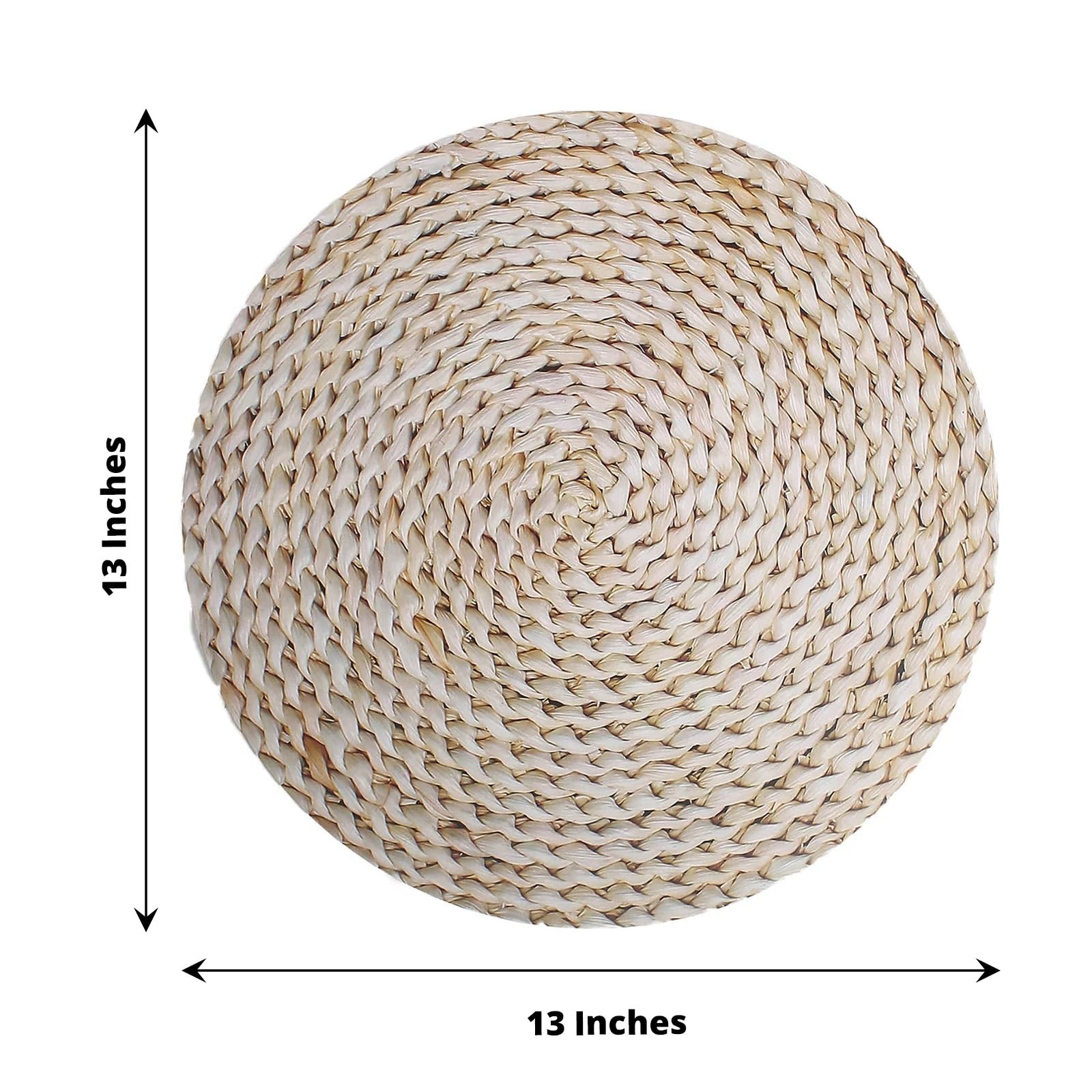 Balsa Circle 6 Beige 13 in Woven Rattan Design Disposable Paper Round Charger Plates Party Events Reception Home Decorations Supplies