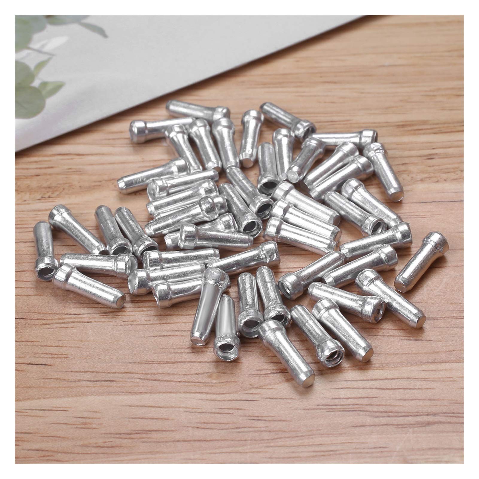 KEXYOAN Bike Cable End Caps 50 Pcs/lot Bicycle Brake Shifter Aluminum Inner Tips Crimps Cycle Cycling Parts Derailleur Shift Cables(Silver)