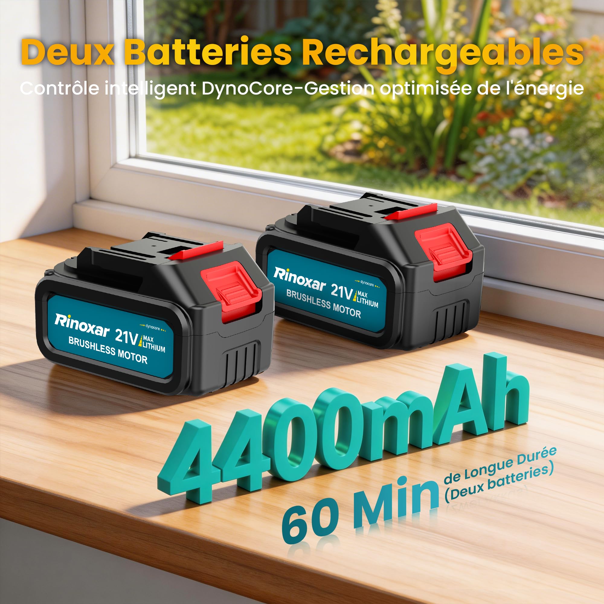 Nettoyeur Haute Pression sans Fil, Pistolet Nettoyeur Haute Pression Portable avec 2x4400mAh Batterie, Moteur sans Balais, 75 Bar, 7.5 L/Min, Buse Réglable 6 en 1, pour Voiture, Jardin, Terrasse
