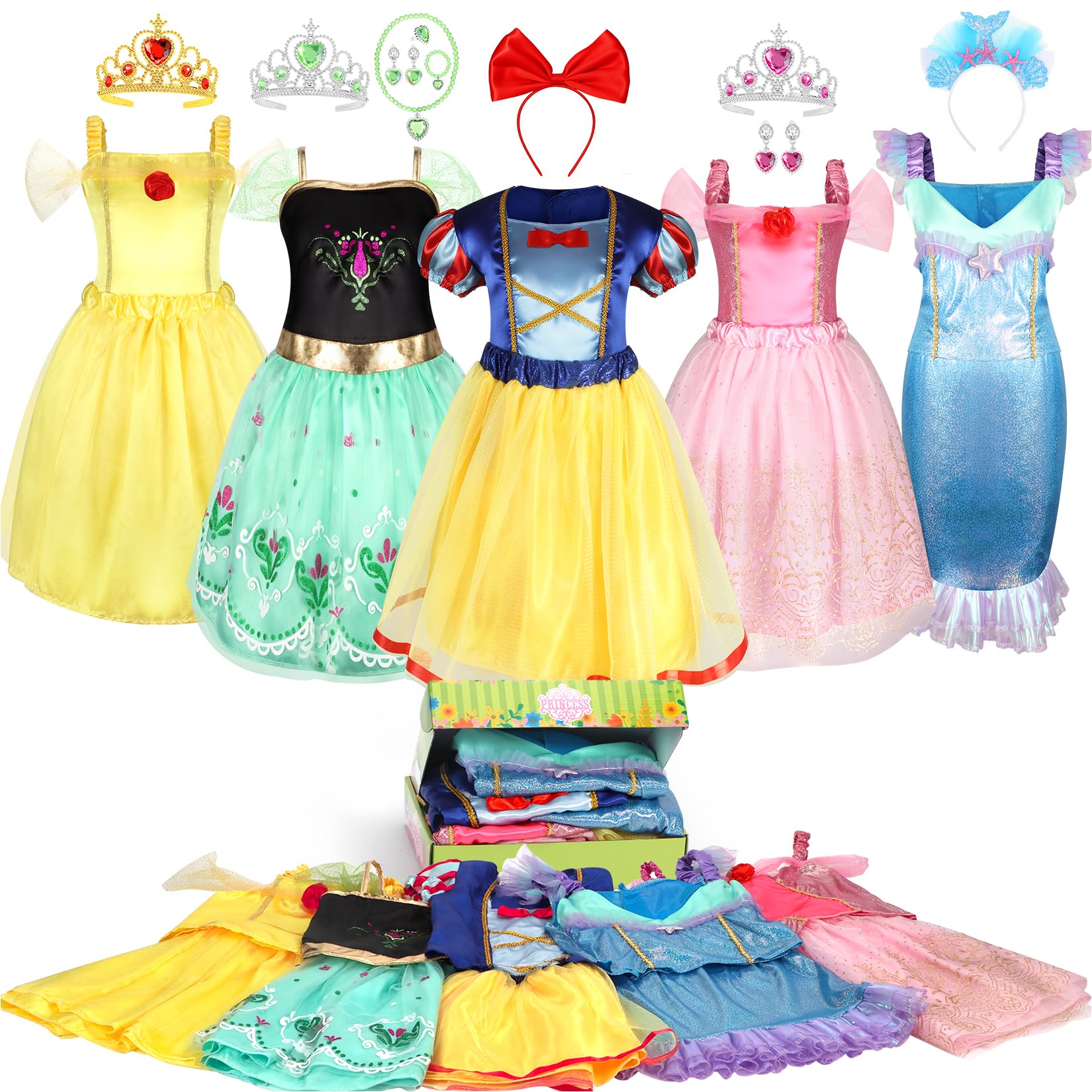 HAMSILY Princess Dress Up Clothes for Little Girls 3 4 5 6 Year Old | Princess Costume for Girls Toddler, Girl Toys Age 3-6, Girl Birthday Gifts, Christmas Gift