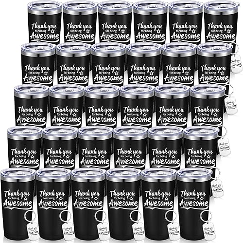 Sieral Vaso de viaje de acero inoxidable aislado de 20 onzas con tapa y pajita, regalo de agradecimiento con llavero (color clásico, 8 piezas)