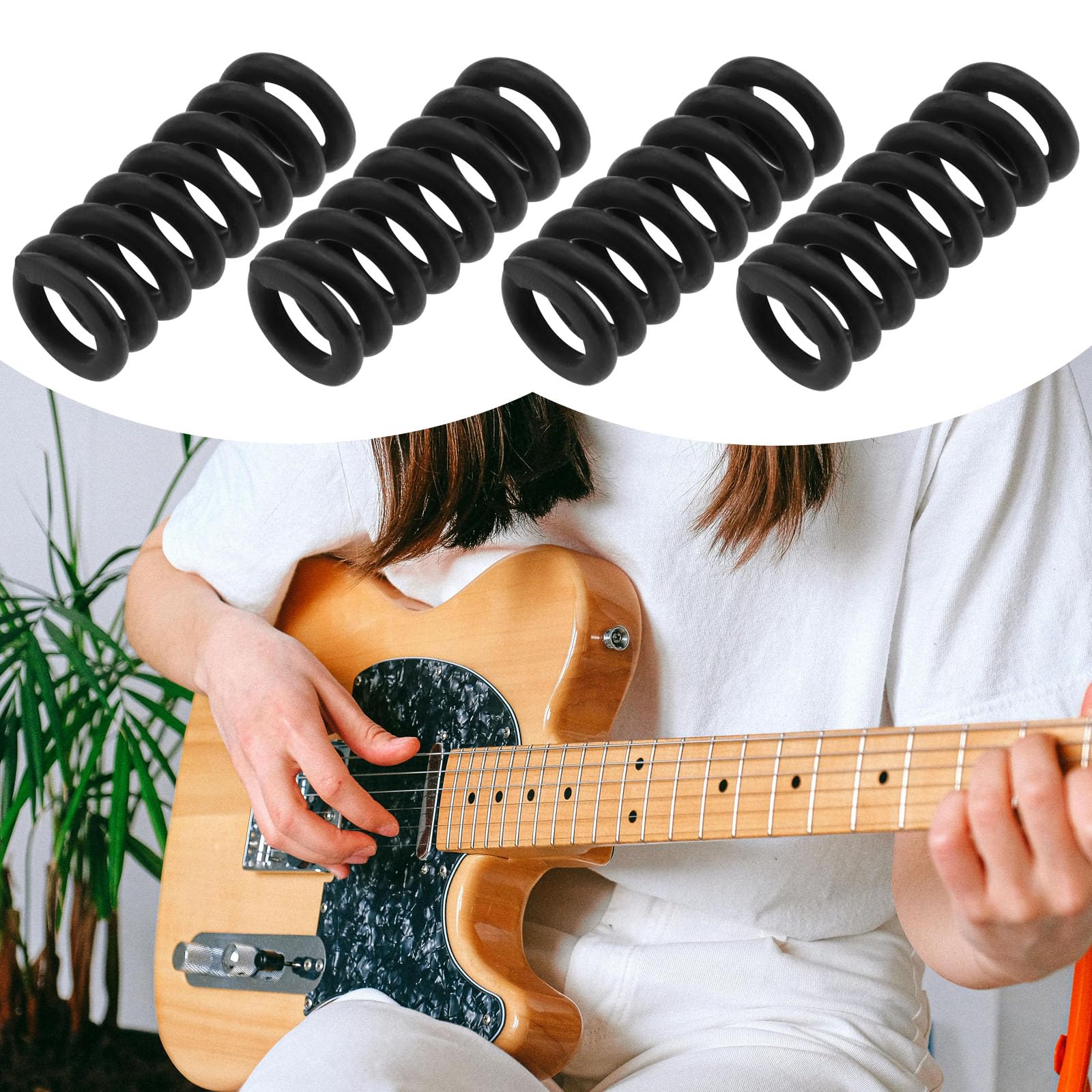 YINETTECH 4Pcs Tremolo Arm Tension Springs 10x4mm Electric Guitar Jack Spring Socket Tension Spring Guitar Bridge Spring Compatible with Fender Stratocaster - Image 3