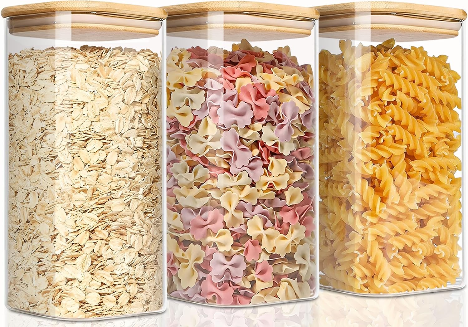 VIEWELLD 1.6 Qt Square Glass Storage Containers with Lids, Clear Food Storage Co…