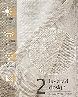 Vista 7 de Jinchan - Cenefa para ventana de granja de estilo rústico, tratamiento de doble capa para reducir la luz, para sala de estar, comedor, dormitorio