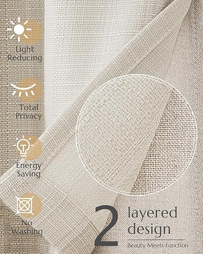 Miniatura 7 de Jinchan - Cenefa para ventana de granja de estilo rústico, tratamiento de doble capa para reducir la luz, para sala de estar, comedor, dormitorio,