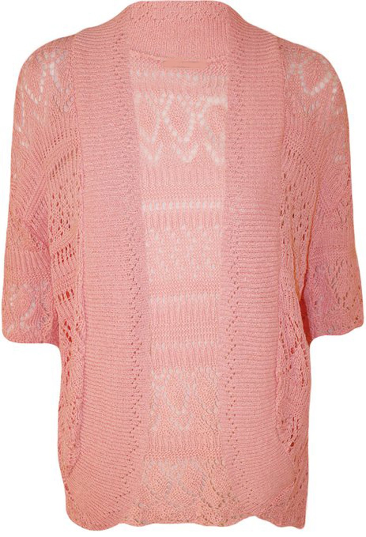 FashionMark Plus Size Women's Crochet Knitted Shrug Cardigan - Pink - 24-26